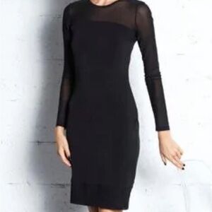 Anatomie Black Sheer Long Sleeve Dress Large